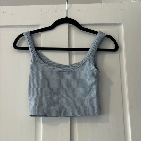 Light Blue Ribbed Tank Crop Top - Picture 1 of 3